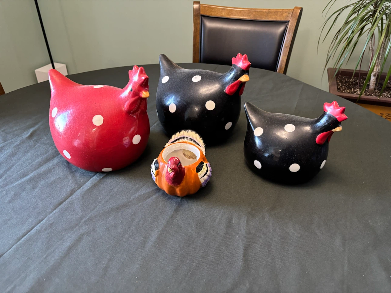 Ceramic Chicken and Turkey Figurine Set