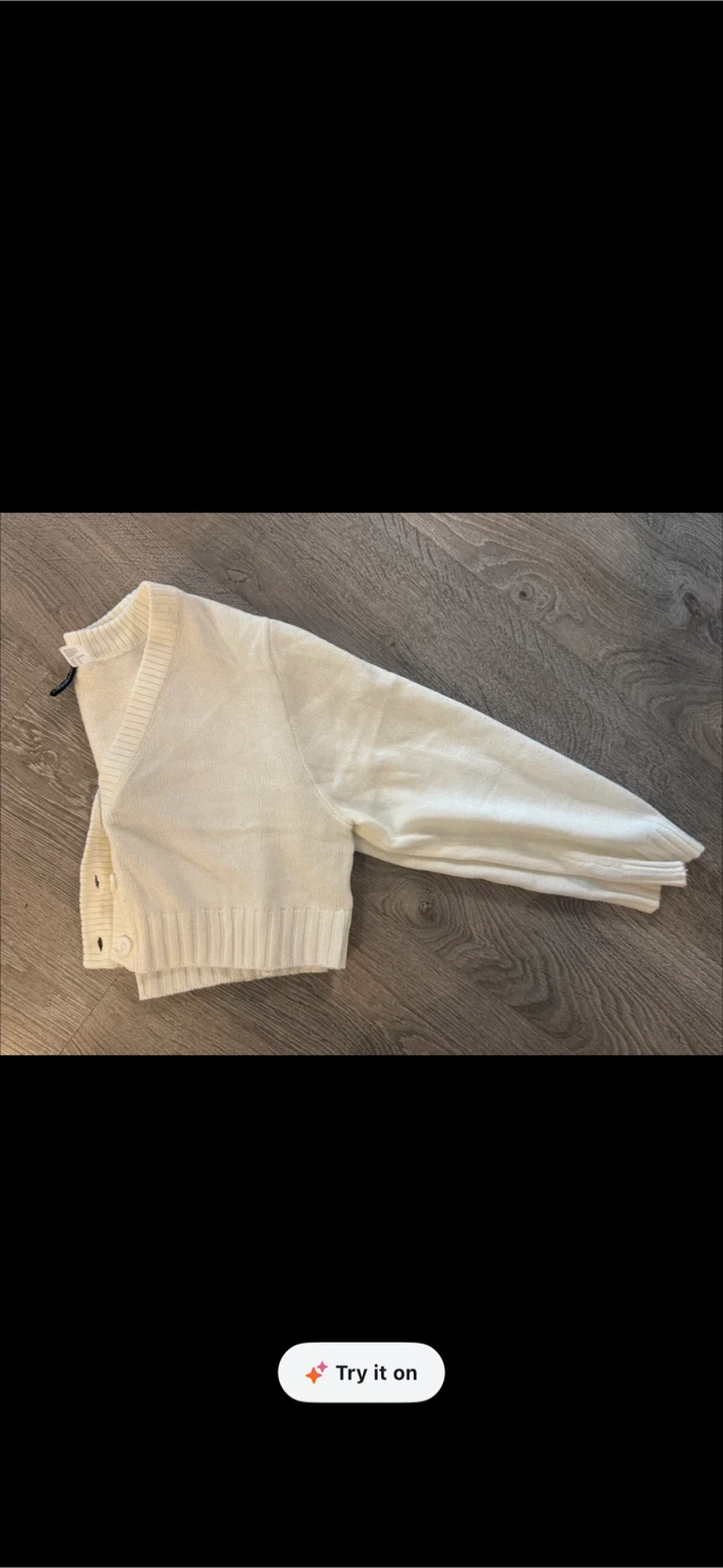 H&M White Cropped Cardigan -MEDIUM - photo 3