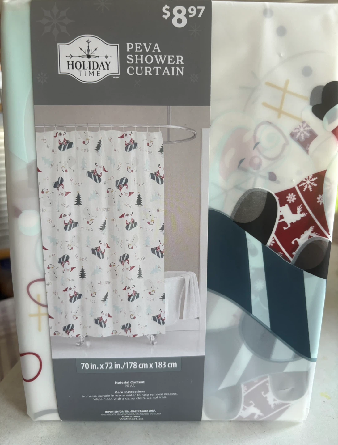 Brand New Holiday Time PEVA Shower Curtain