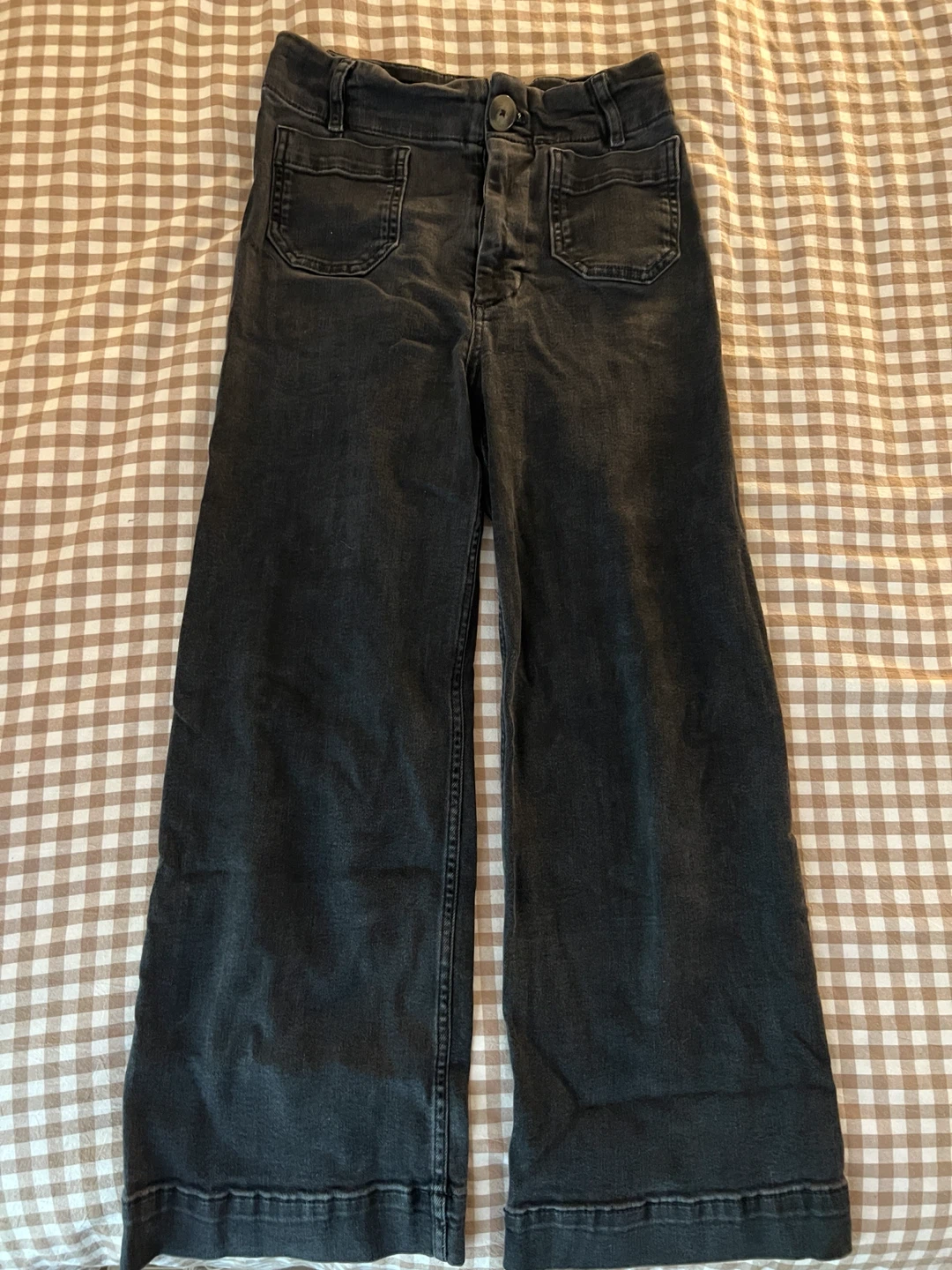 PLEROO Black Denim Wide-Leg Pants Size 26