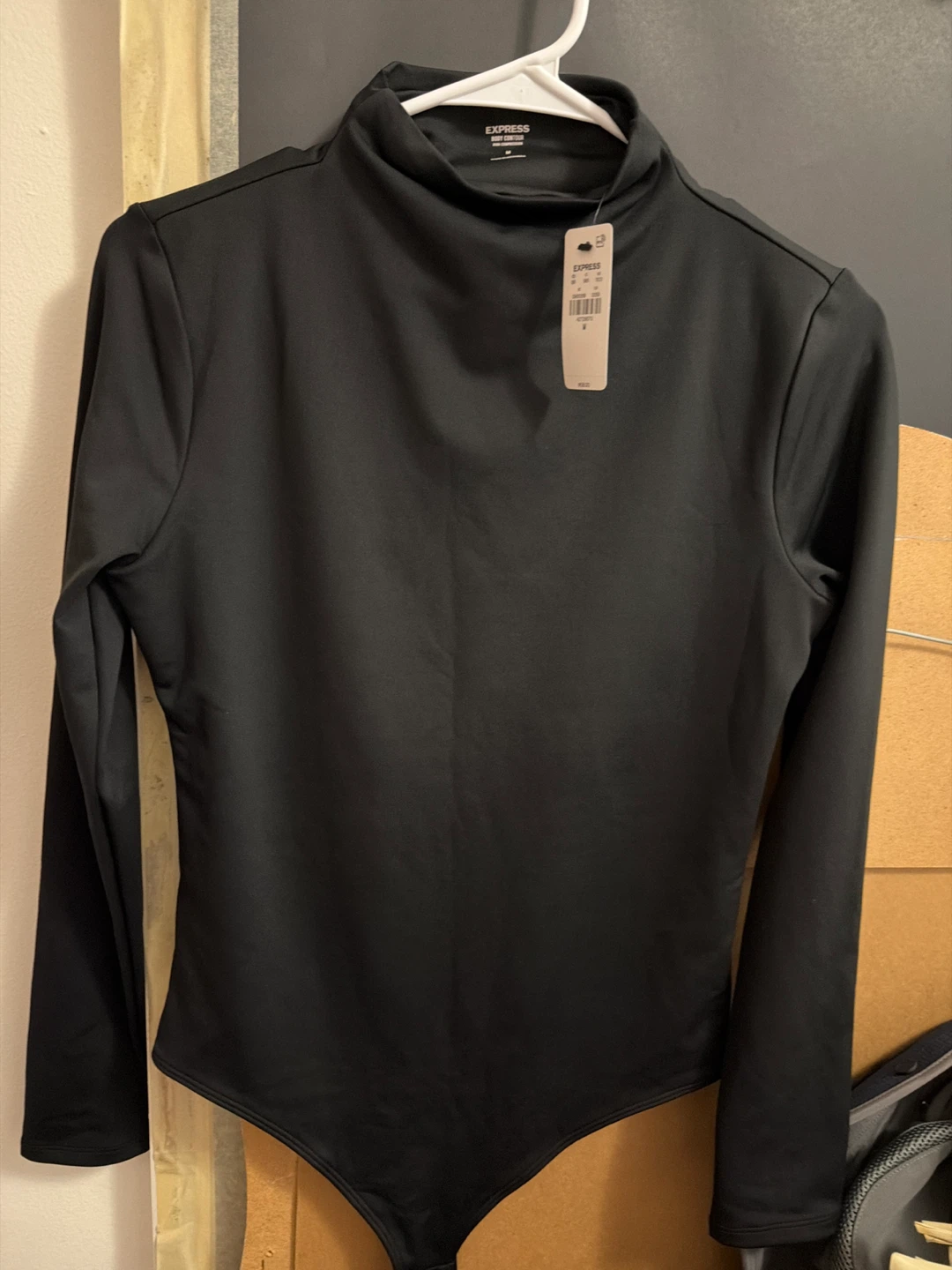 Express Body Contour Black Mock Neck Bodysuit