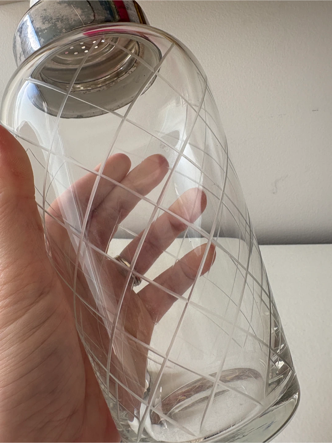 Vintage Etched Glass Cocktail Shaker - photo 5