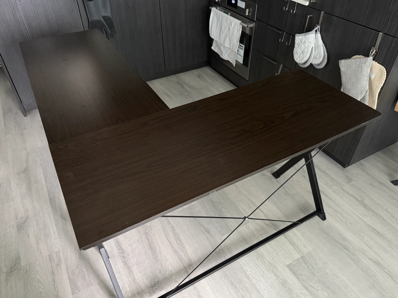 Dark Wood L-Shaped Desk