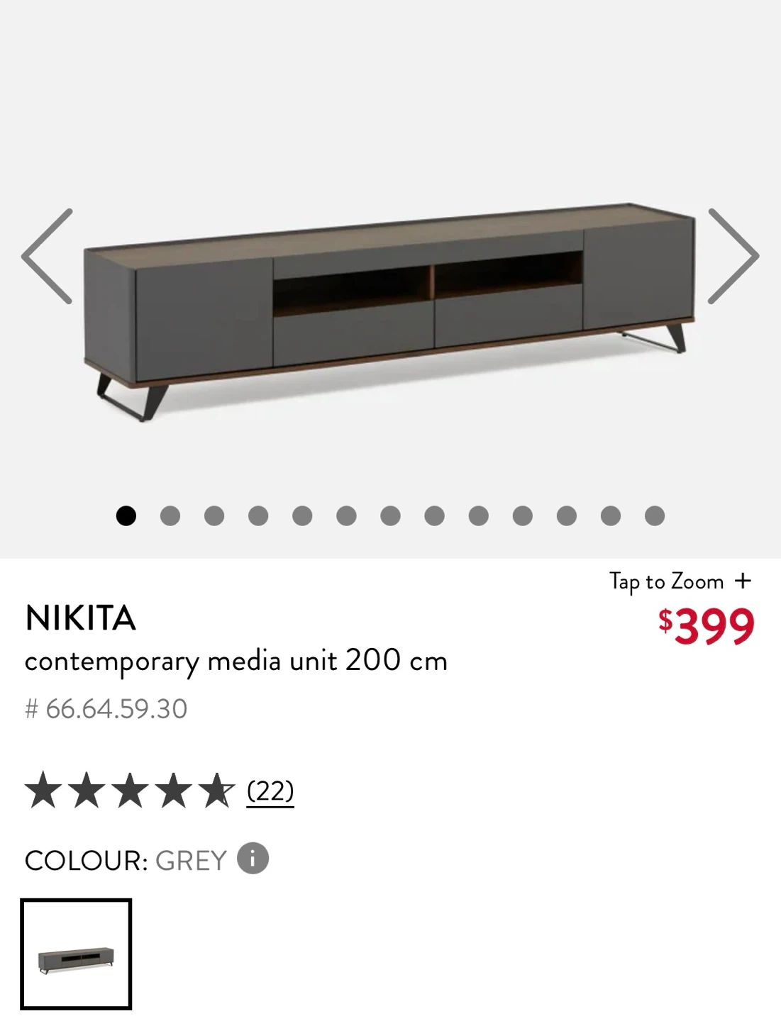 NIKITA contemporary media unit grey