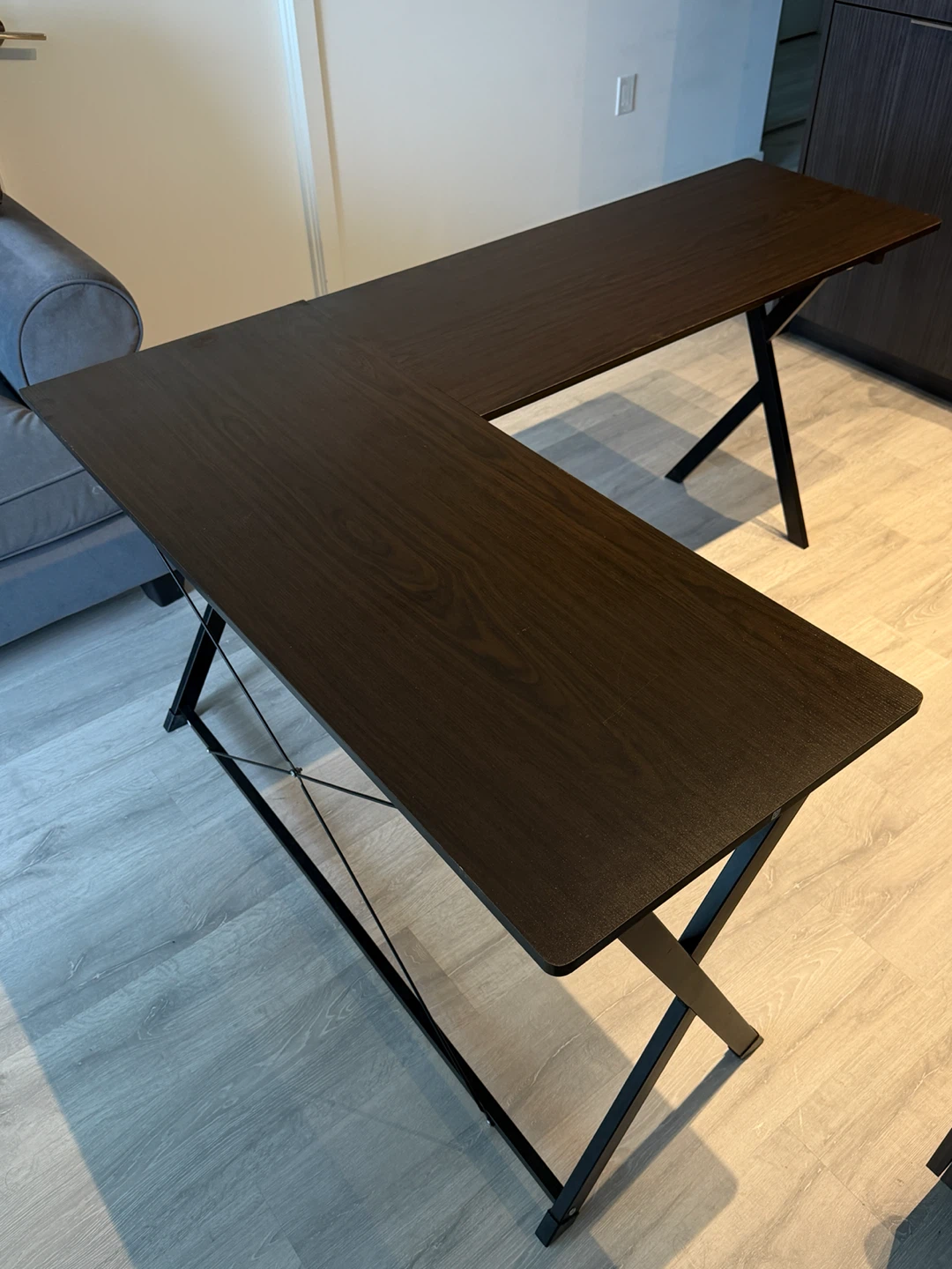 Dark Wood L-Shaped Desk - photo 2