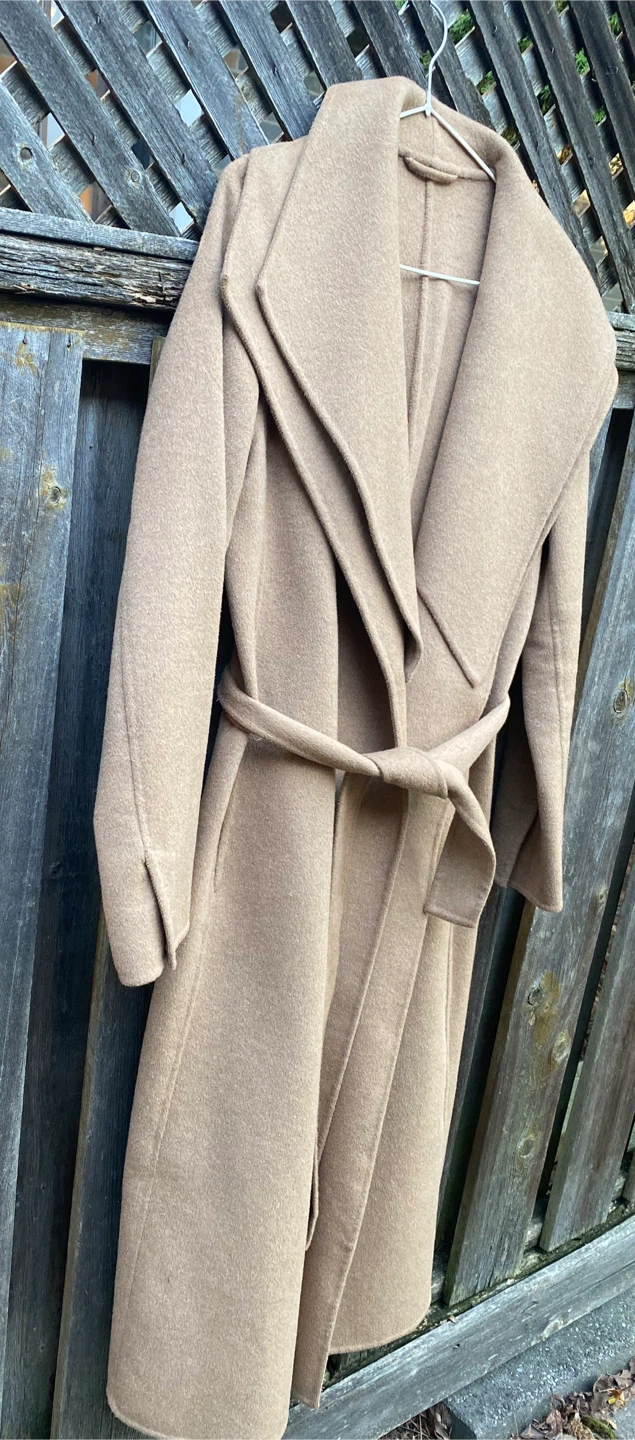 Tahari Camel Wool-Blend Trench Coat, Size Small - photo 2