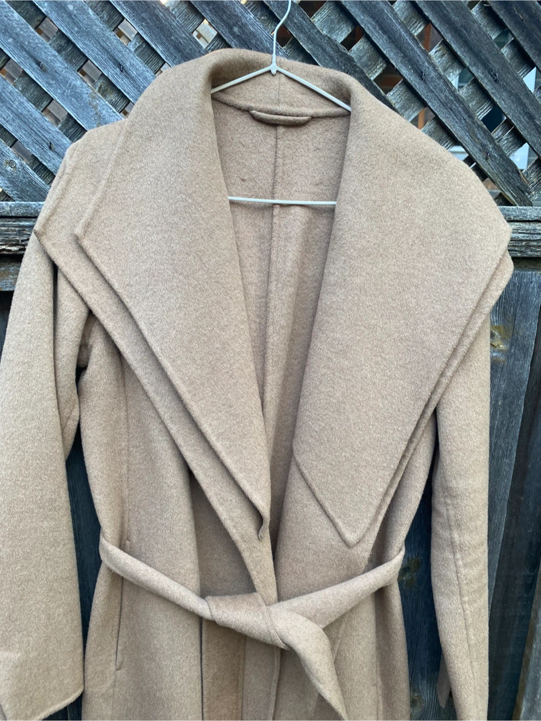 Tahari Camel Wool-Blend Trench Coat, Size Small - photo 3