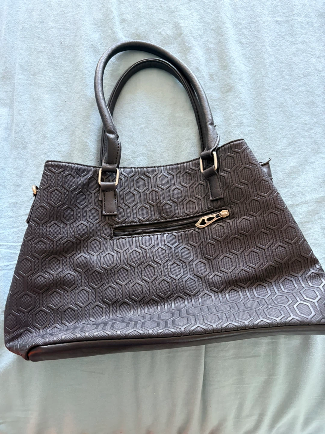 Black patterned tote handbag - photo 2