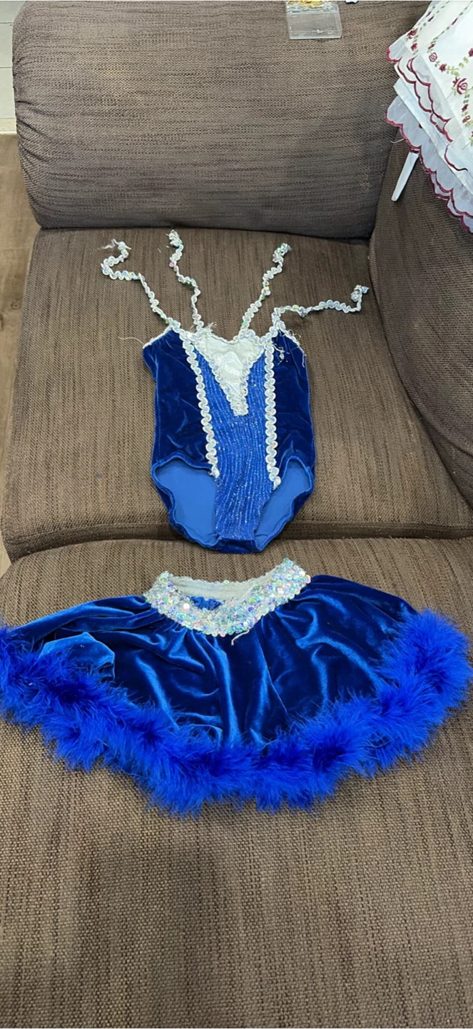 Coqui Blue Velvet Dance Costume Set