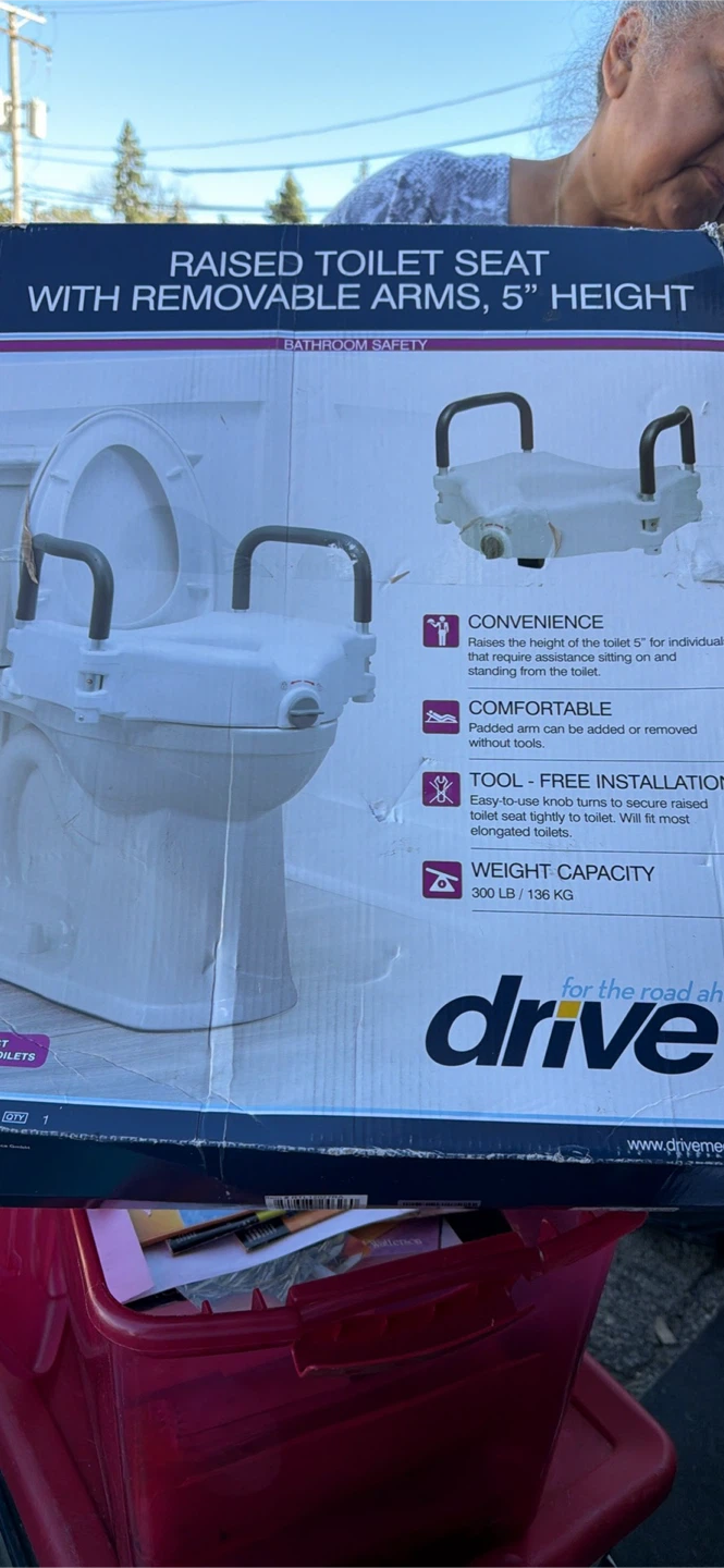 Drive Medical Raised Toilet Seat with Removable Arms