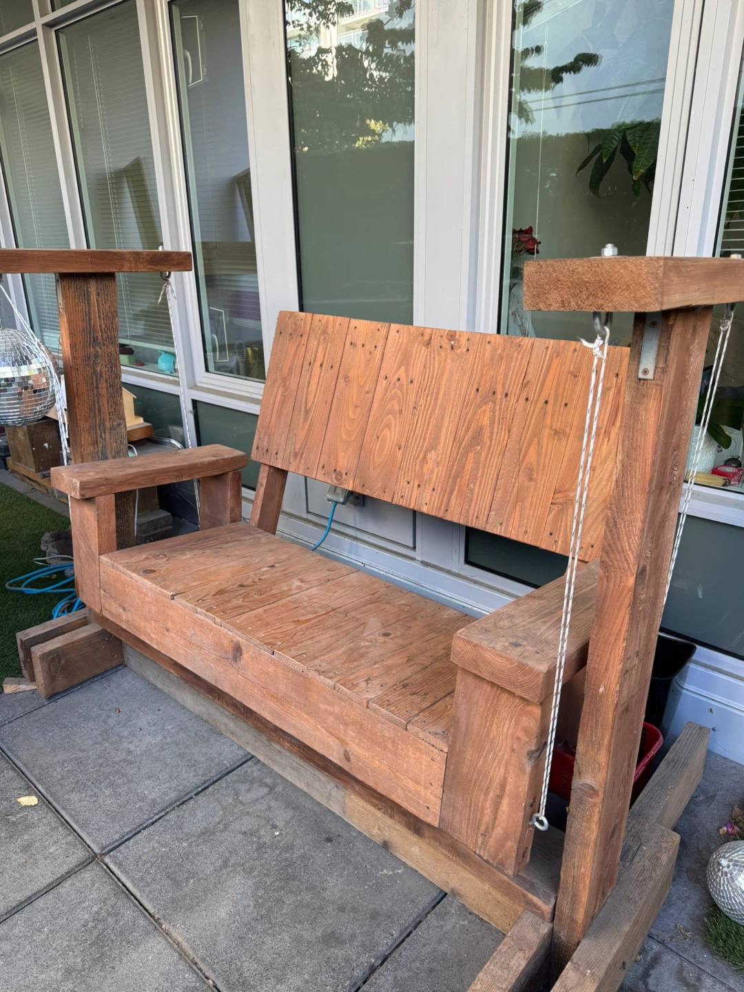 Handcrafted Wooden Porch Swing Bench