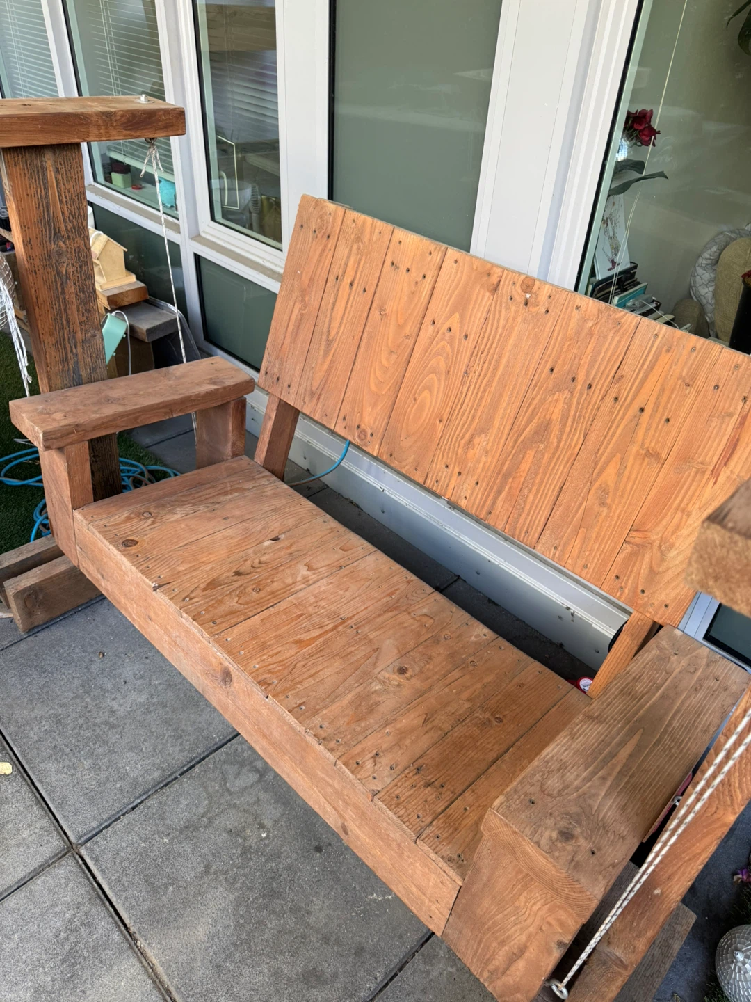 Handcrafted Wooden Porch Swing Bench - photo 2