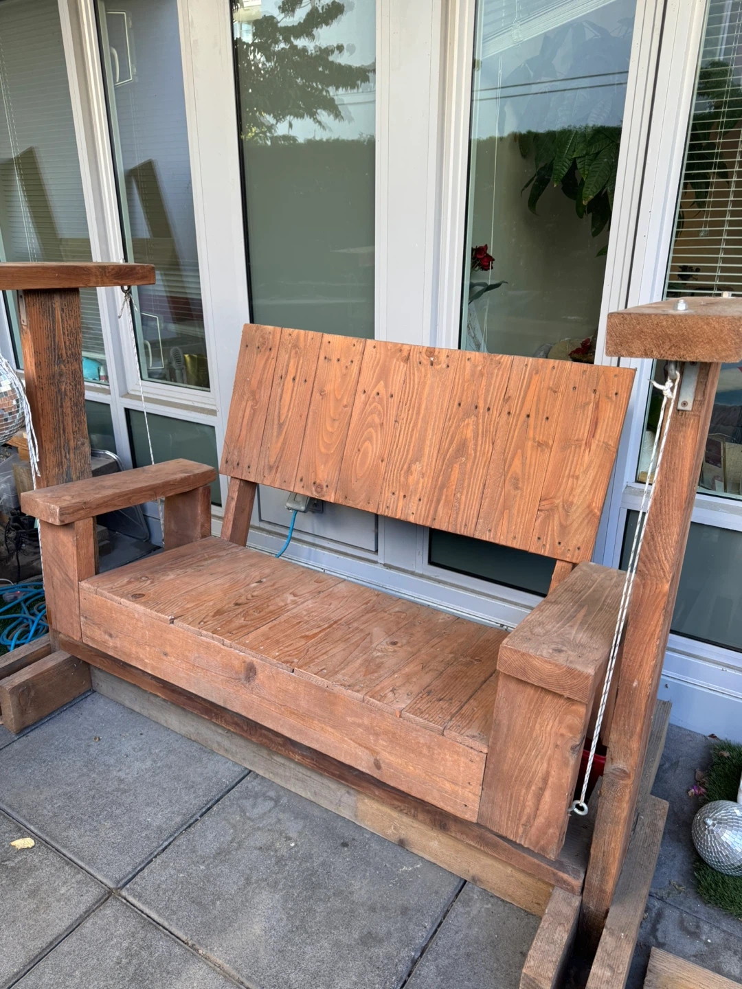 Handcrafted Wooden Porch Swing Bench - photo 3