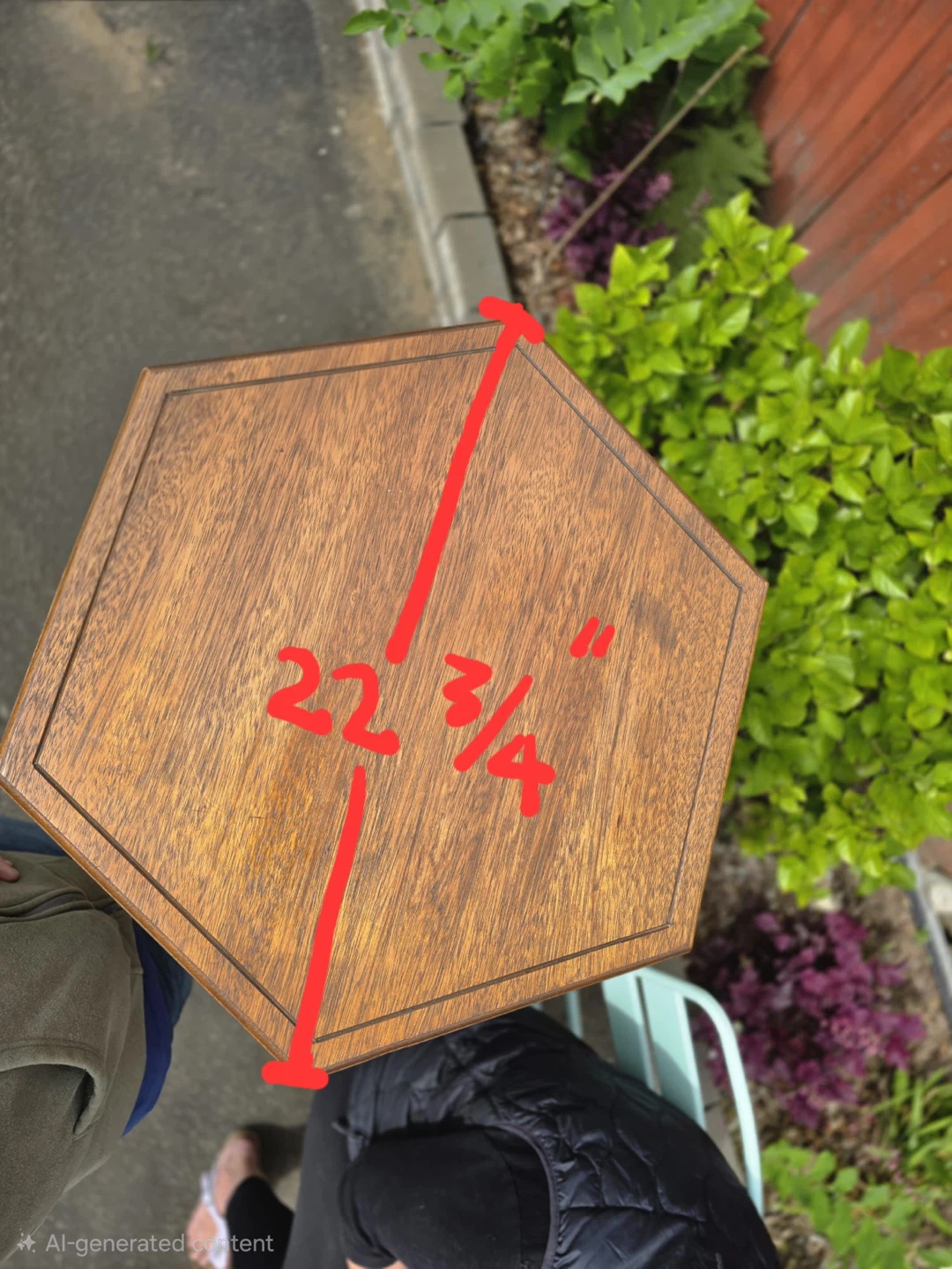 Hexagonal  mahogany, wood Side Table - photo 3