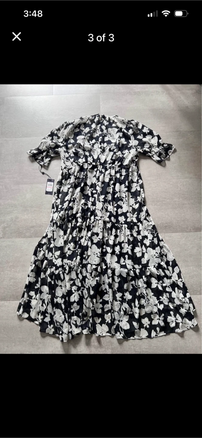Tommy Hilfiger Floral Maxi Dress Black White Size 10