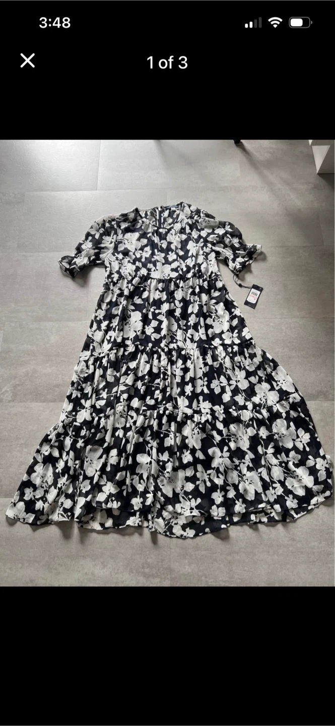Tommy Hilfiger Floral Maxi Dress Black White Size 10 - photo 3