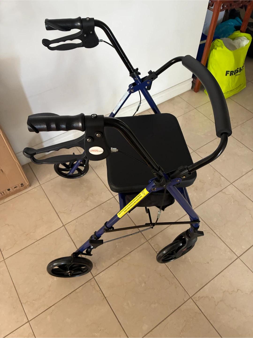 Brand New LIVINGbasics 4-Wheel Rollator Walker – Blue
