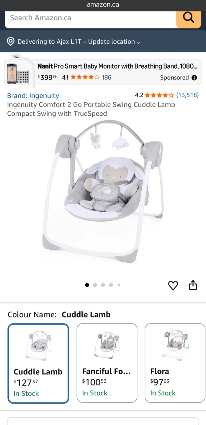 Ingenuity comfort 2 go baby swing - photo 5