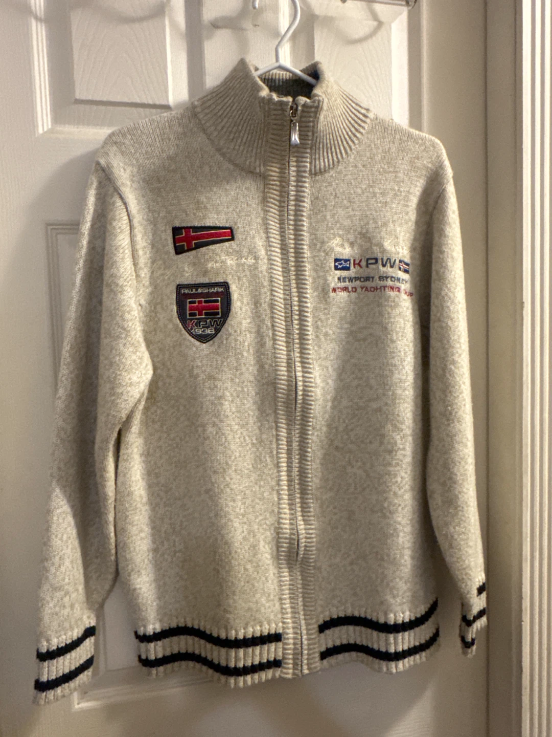 Paul & Shark Yachting Zip-Up Sweater sz L 100% wool