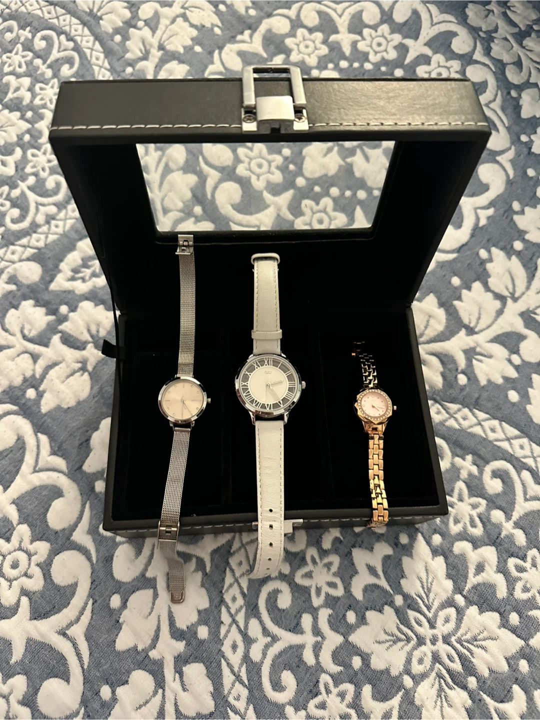 Set of 3 Korean Women's Watches with Storage Box