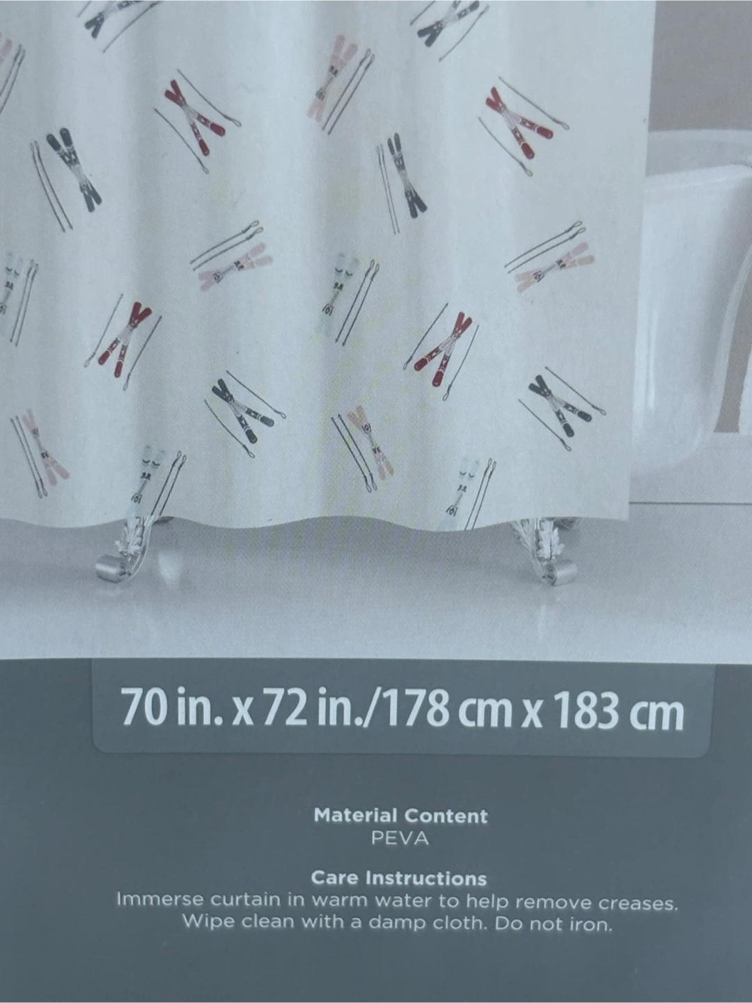 Brand New Holiday Time Ski PEVA Shower Curtain - photo 3
