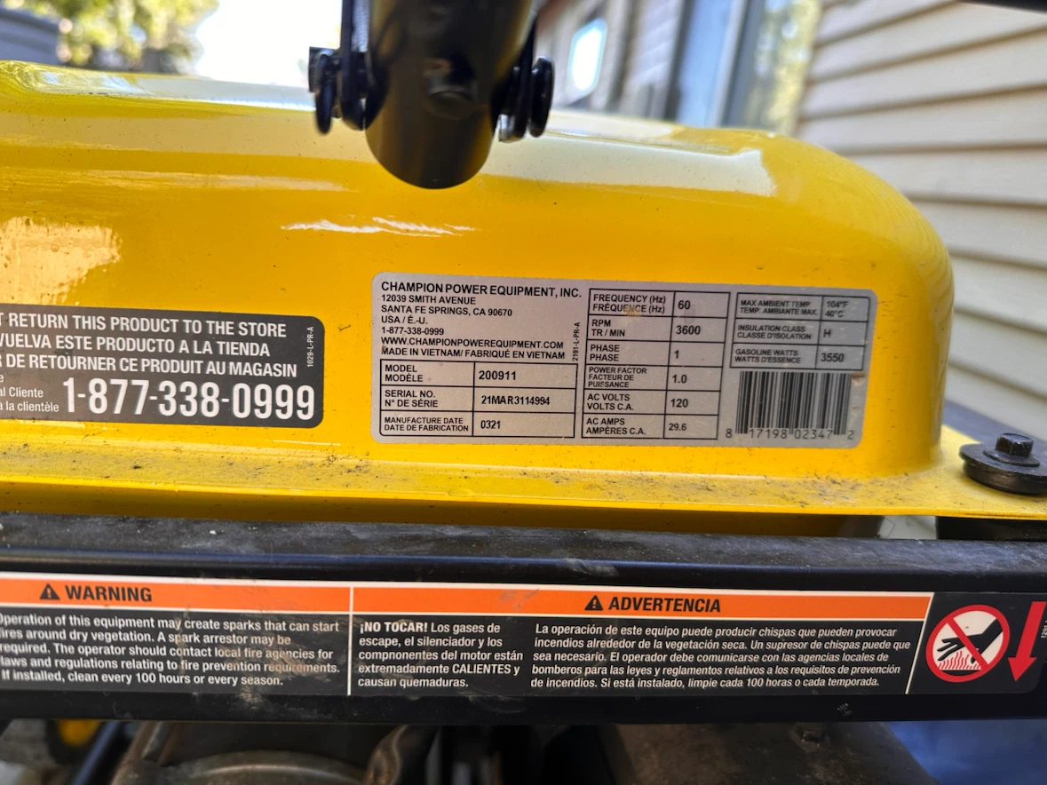 Champion 4450 Starting/3550 Running Watts Generator - photo 3