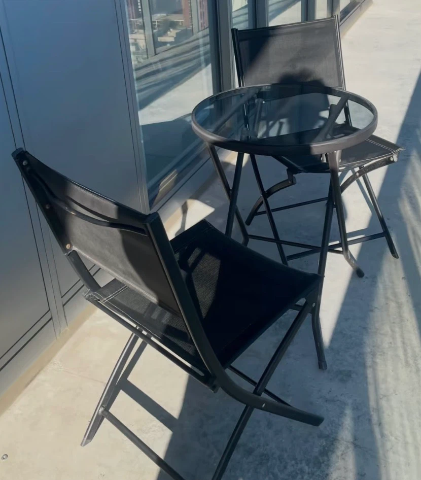 3-Piece Black Folding Patio Bistro Set