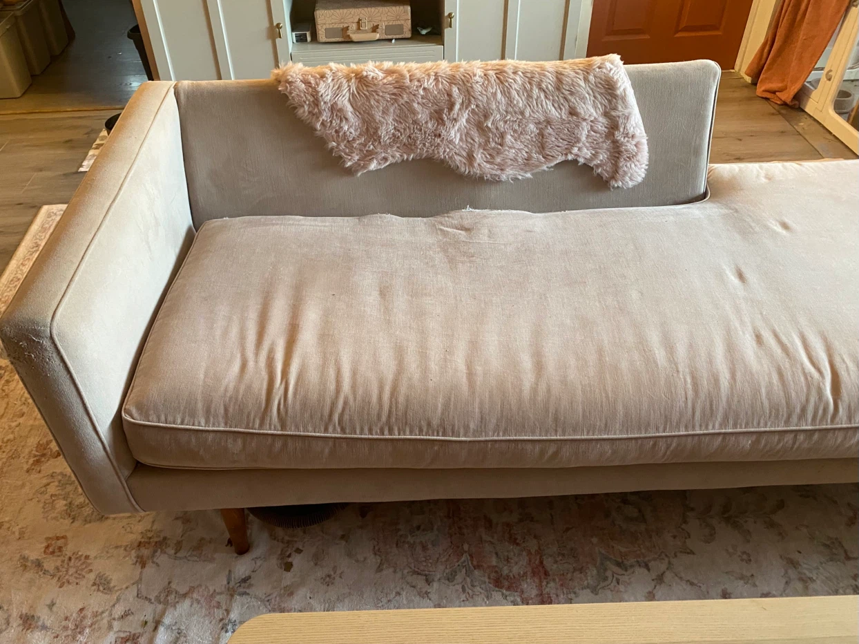 Soft Pink Velvet Chaise