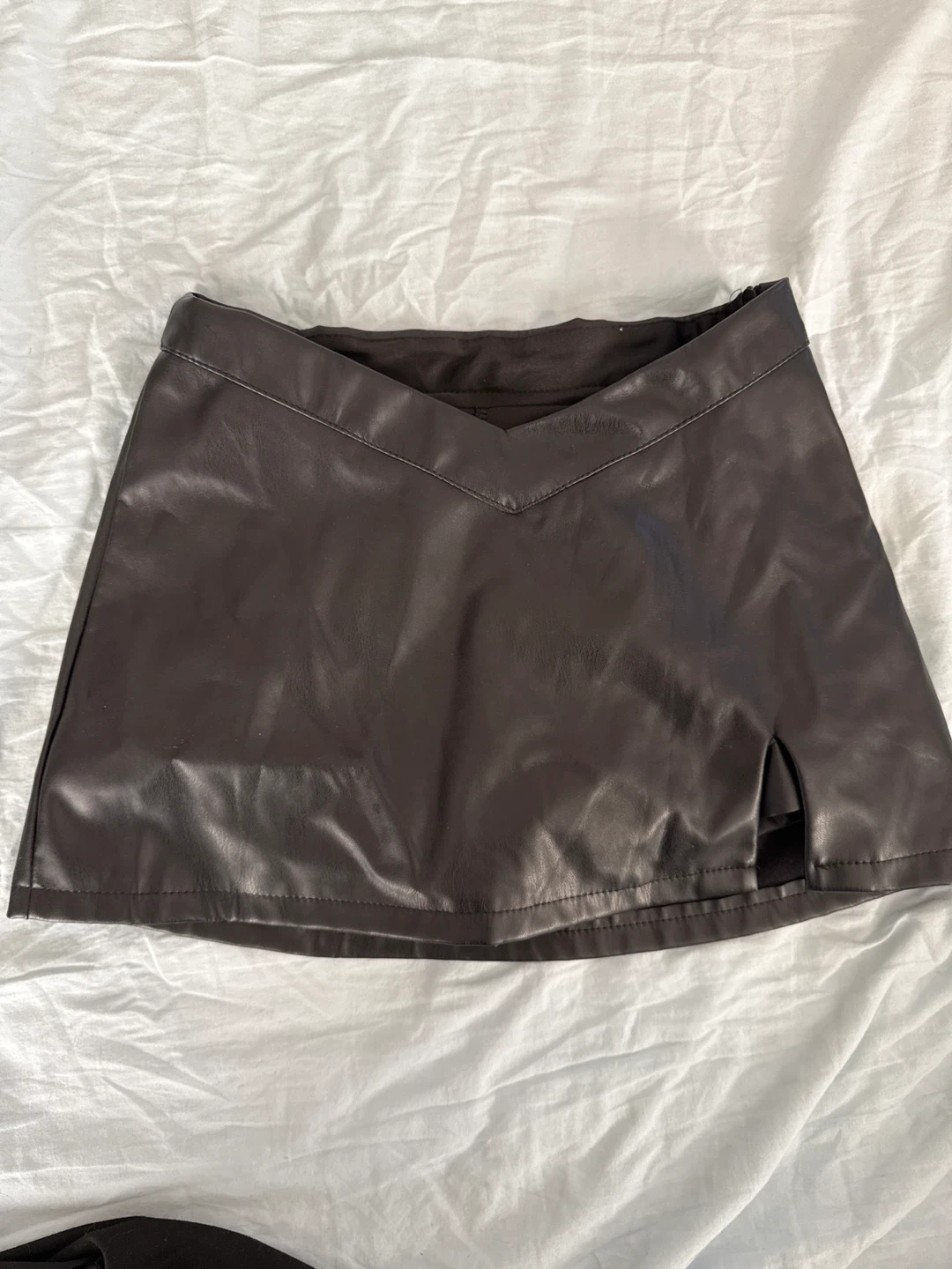 Black Faux Leather Mini Skort