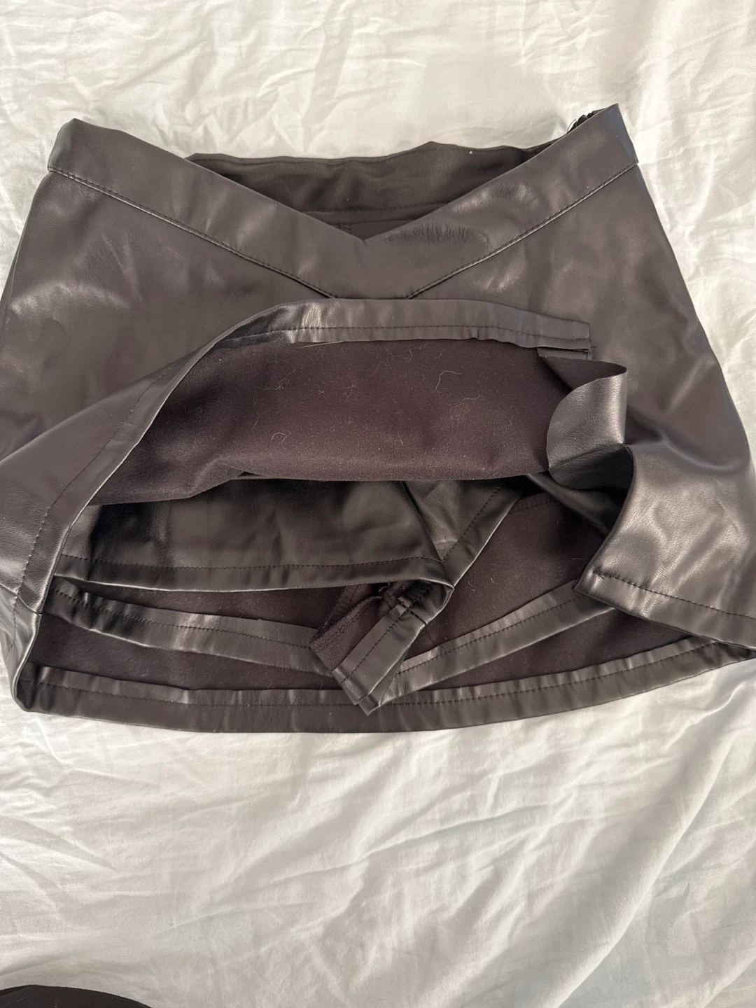 Black Faux Leather Mini Skort - photo 2