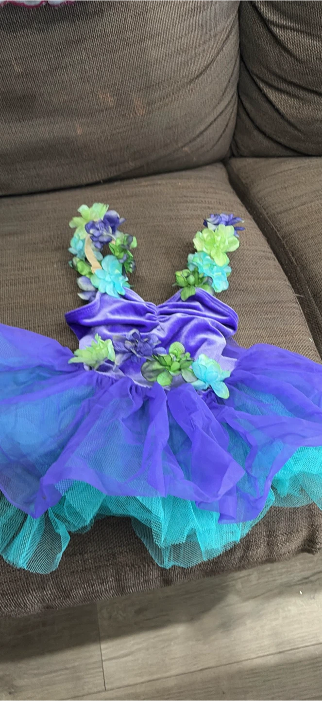 Purple and Teal Floral Tutu Dress