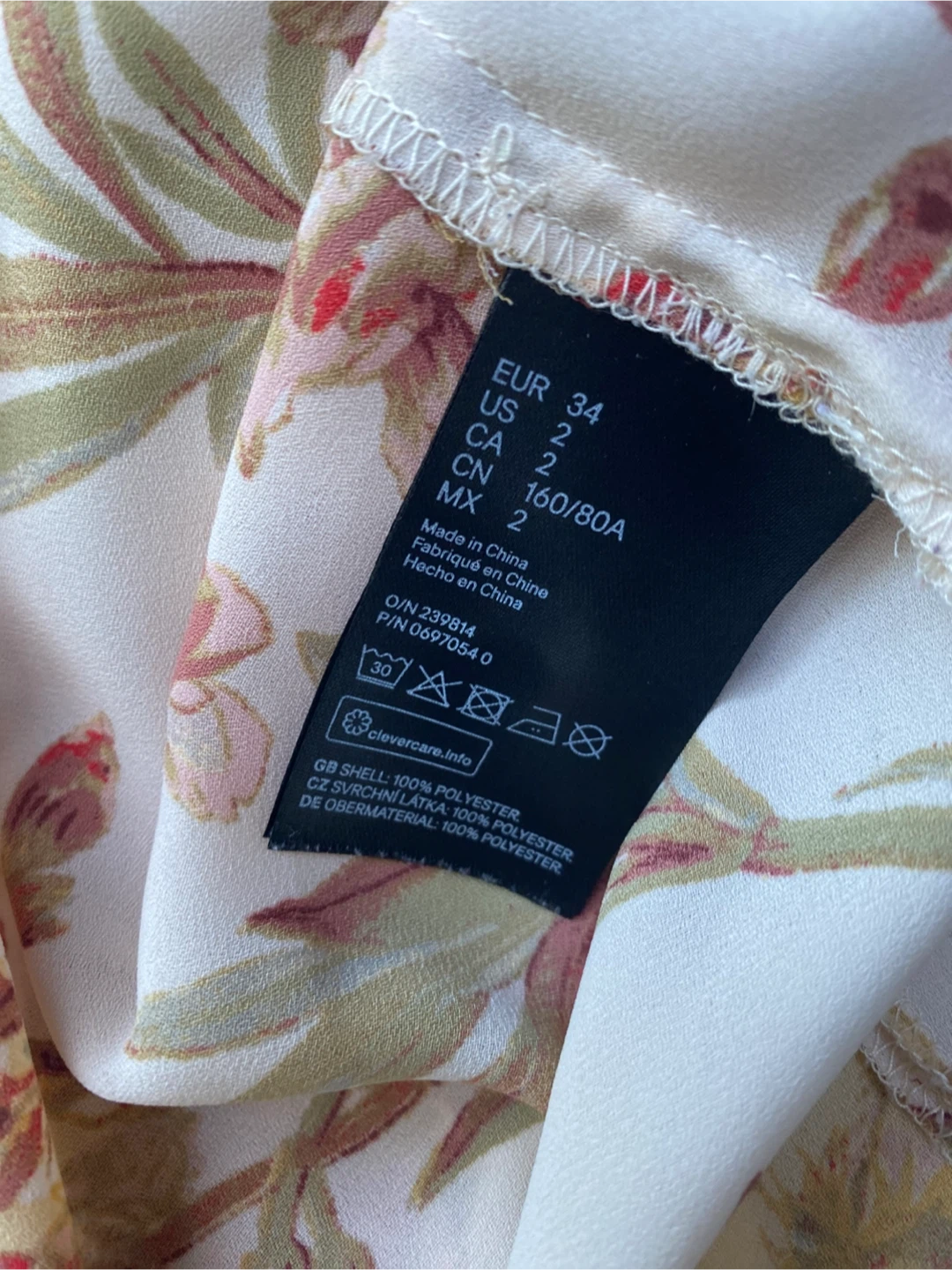H&M Floral Long Sleeve Button-Up Shirt, Size 2 ( X-Small) - photo 5