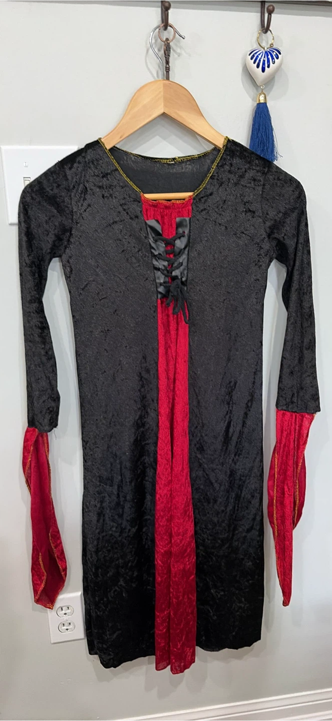 Black and Red Velvet Style Costume Dress