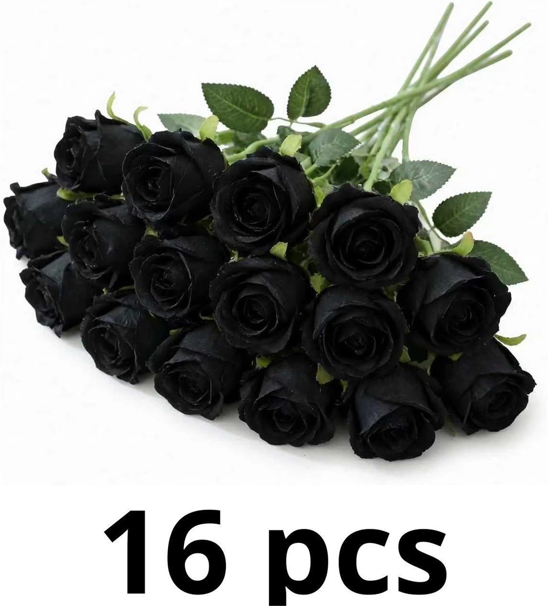 16pcs Black Artificial Roses with Long Stems - New - photo 2