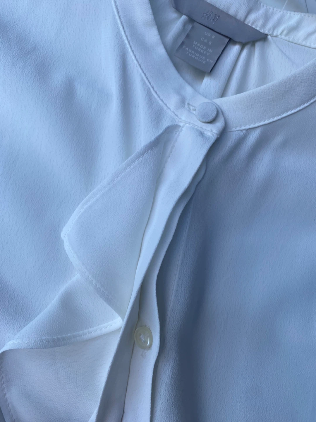H&M White Ruffle Detail Blouse, Size M - photo 4