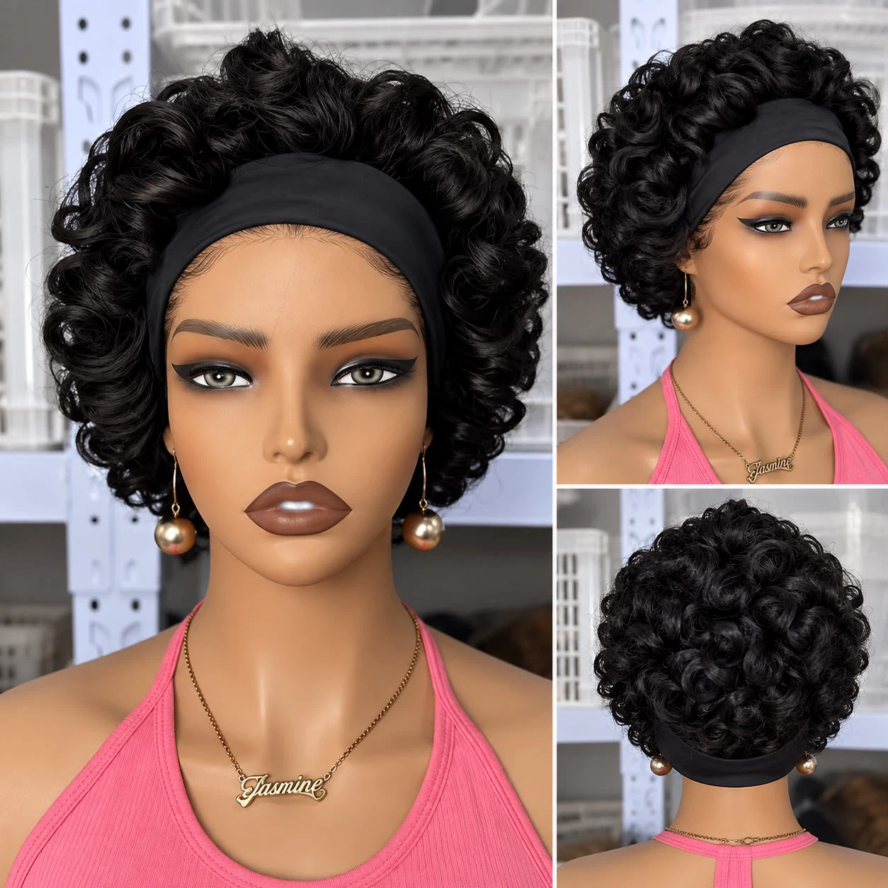 Short Bob Lace Front Wig and wig band human hair - photo 2