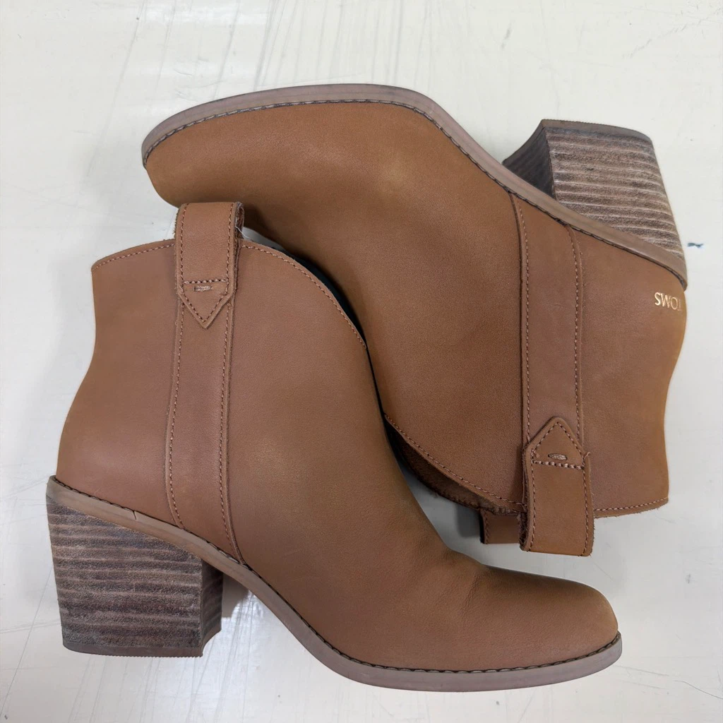 TOMS Brown Leather Ankle Boots US W7.5