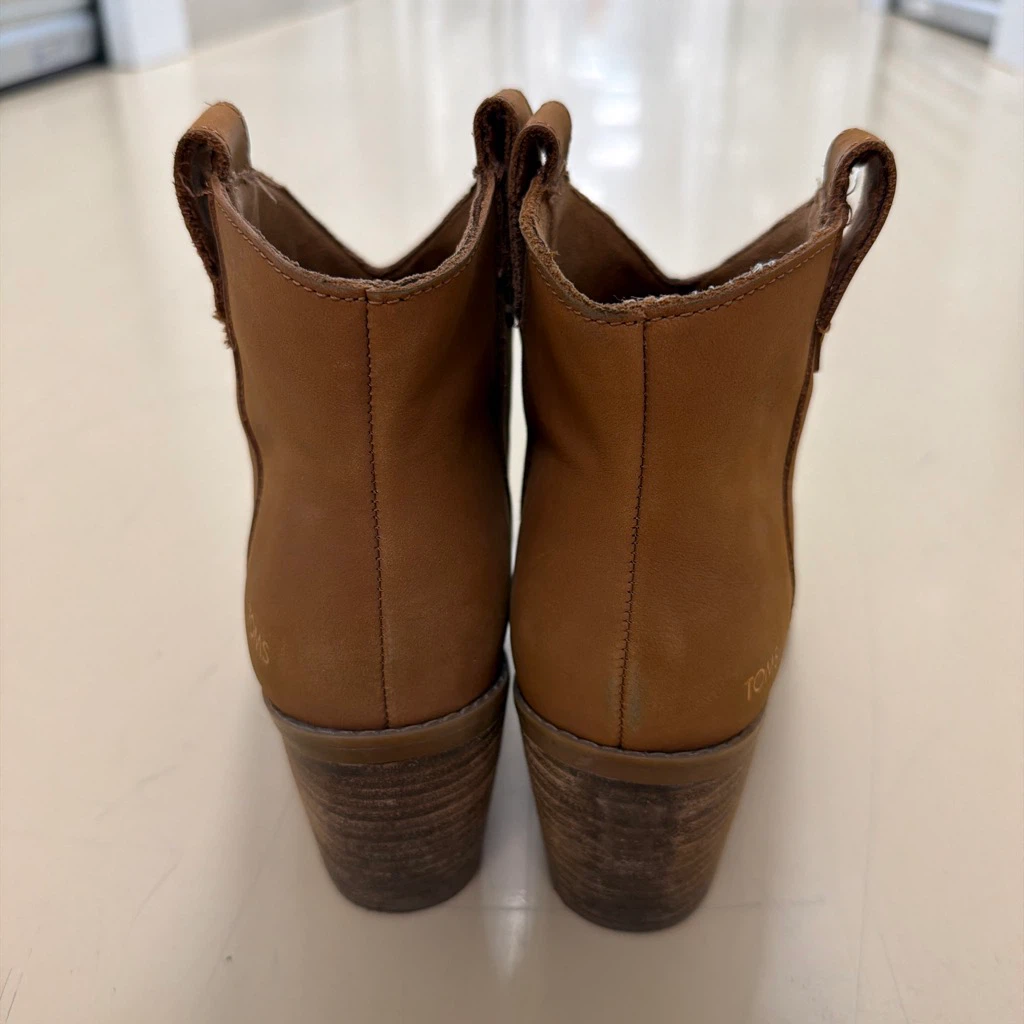 TOMS Brown Leather Ankle Boots US W7.5 - photo 4