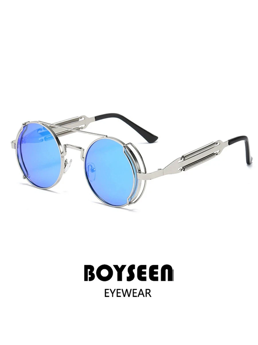 Boyseen Round Blue Mirror Sunglasses