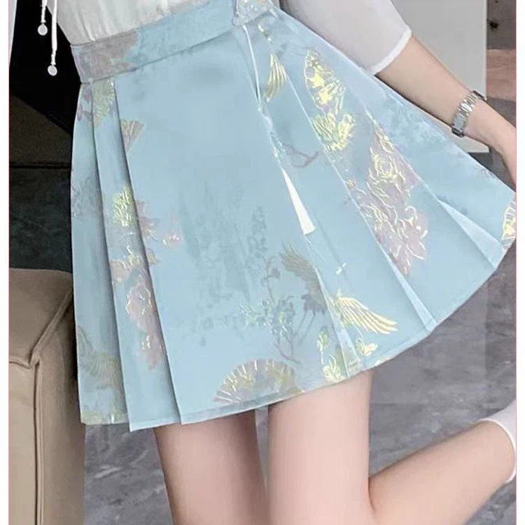 Light Blue Traditional Style Mini Skirt - photo 2
