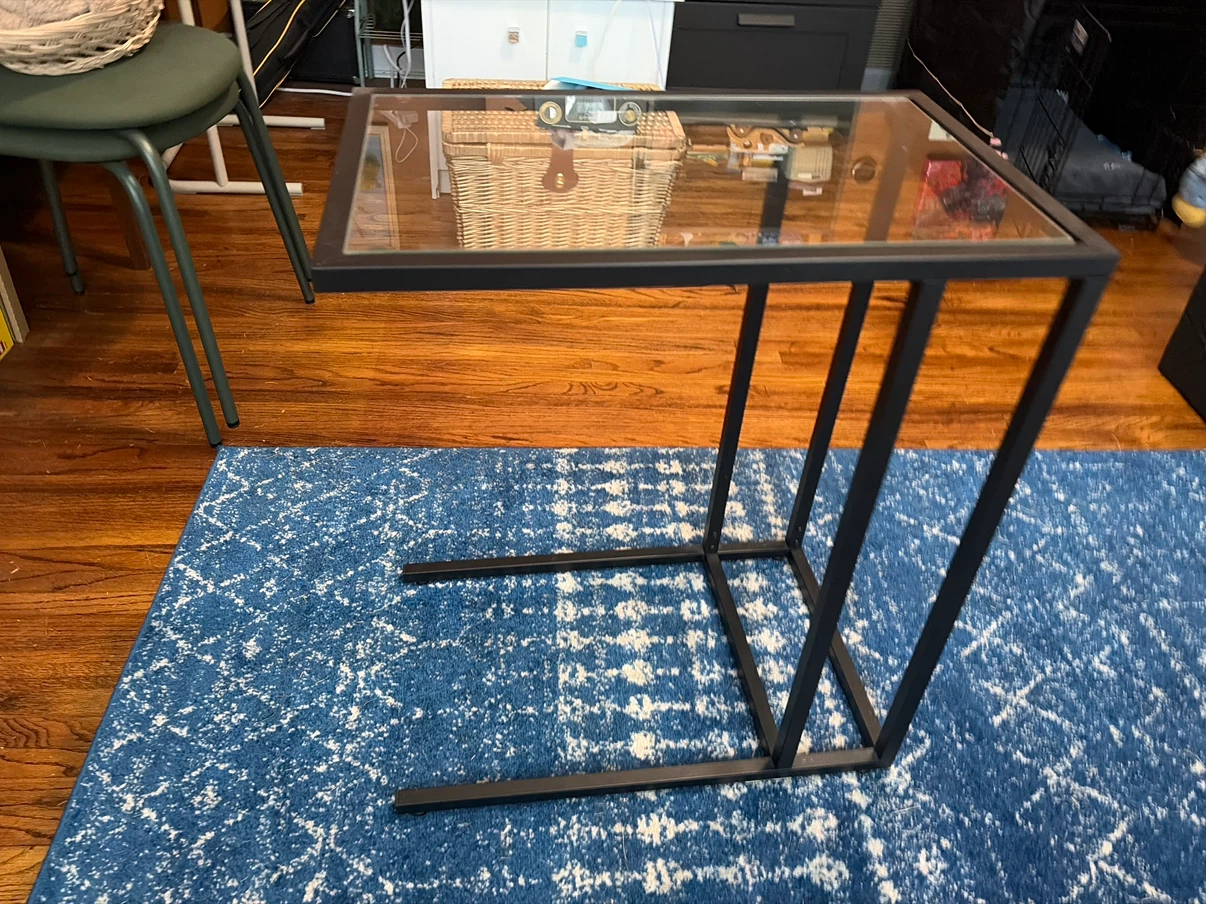 Black Metal and Glass C-Side Table - photo 2