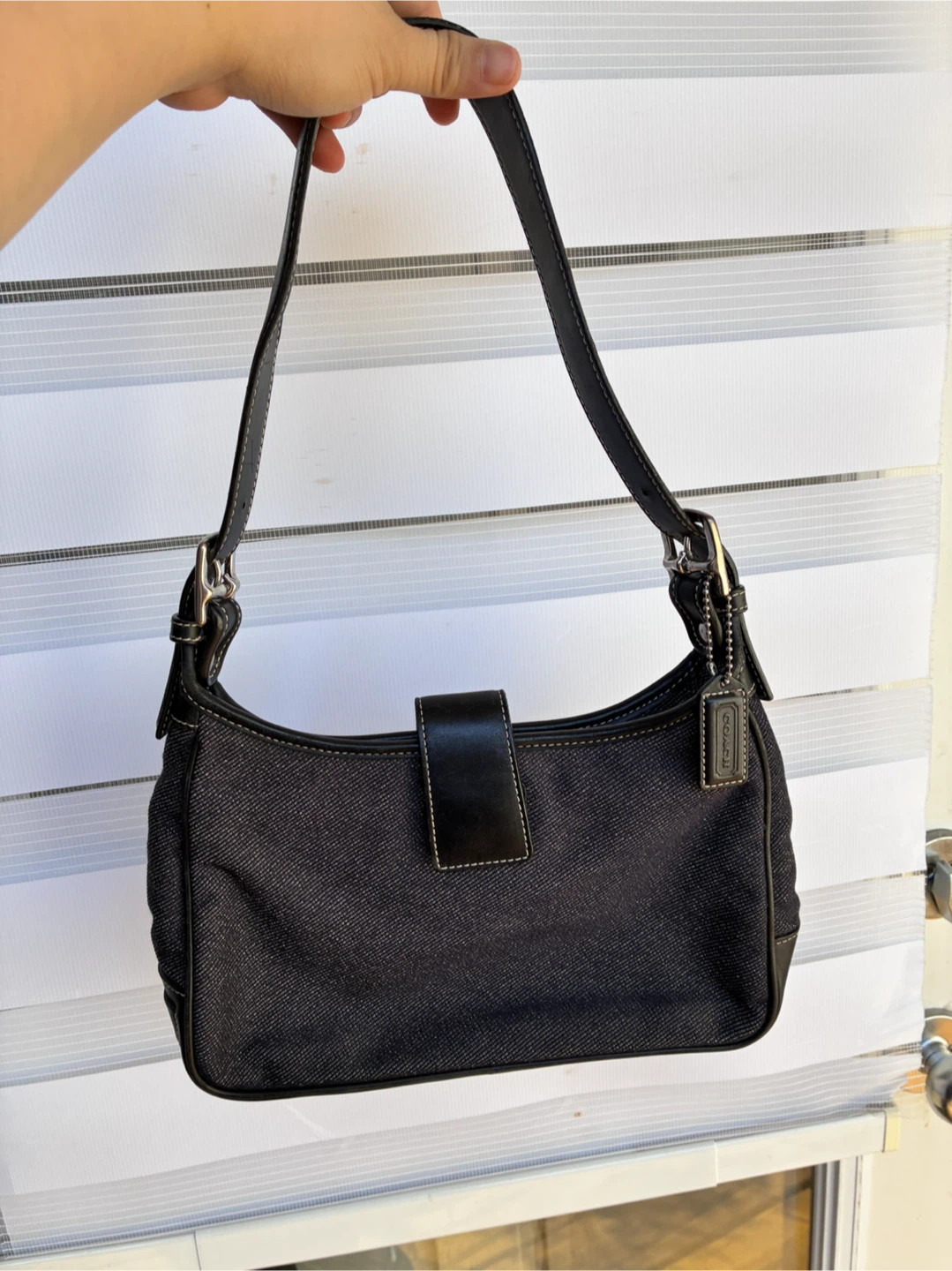 Denim coach shoulder bag