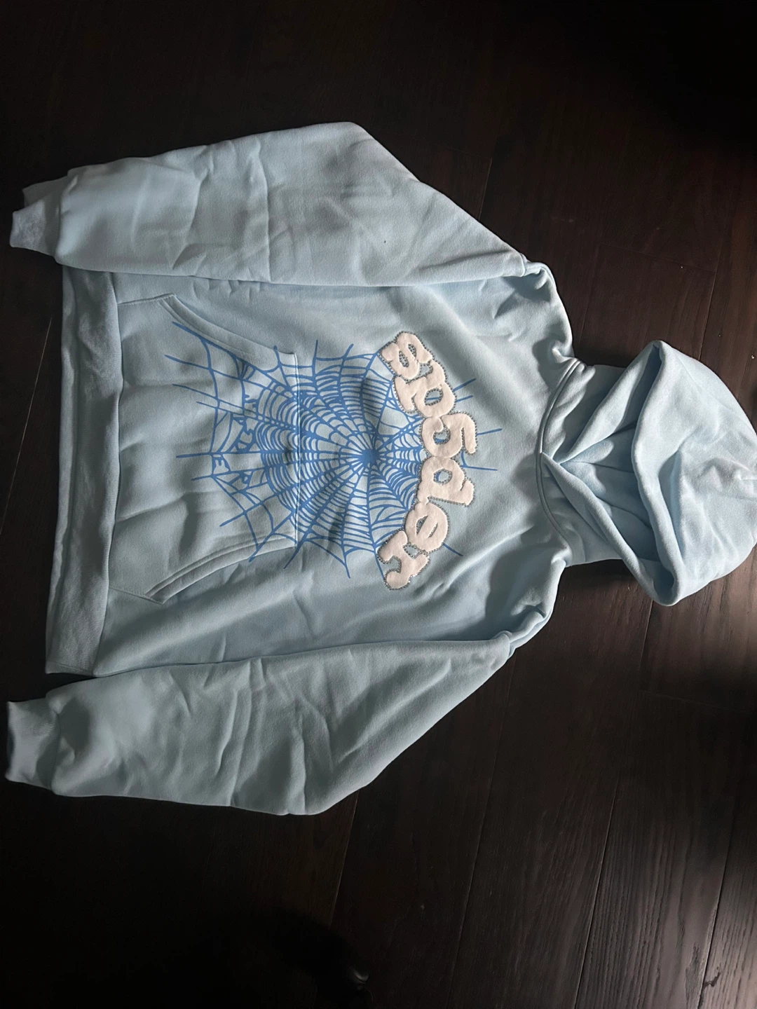 Sp5der Light Blue Hoodie Medium