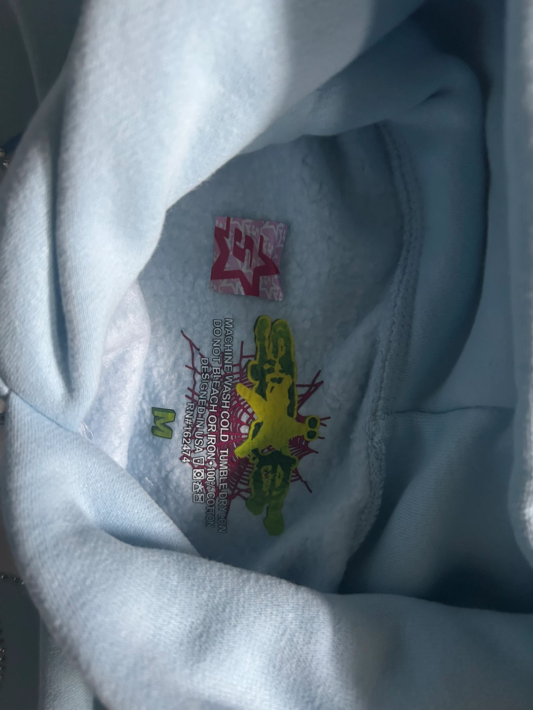 Sp5der Light Blue Hoodie Medium - photo 2