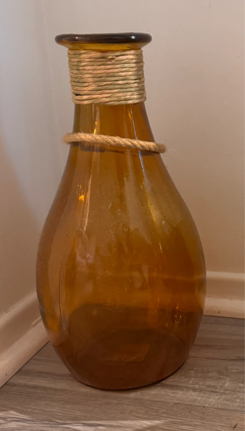 Amber Glass Vase with Rope Detail