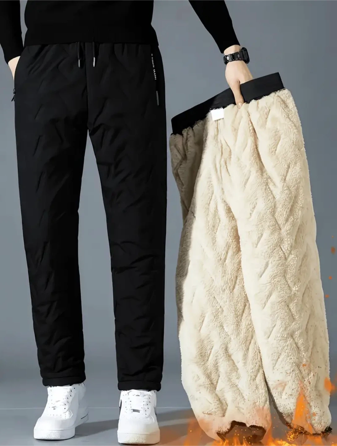 Black Fleece-Lined Winter Trousers - photo 2