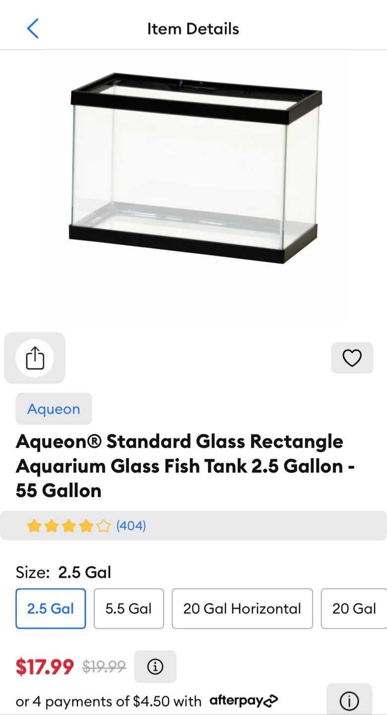 EUC Aqueon 2.5 Gallon Glass Fish Tank (5 available - $12 each) - photo 2