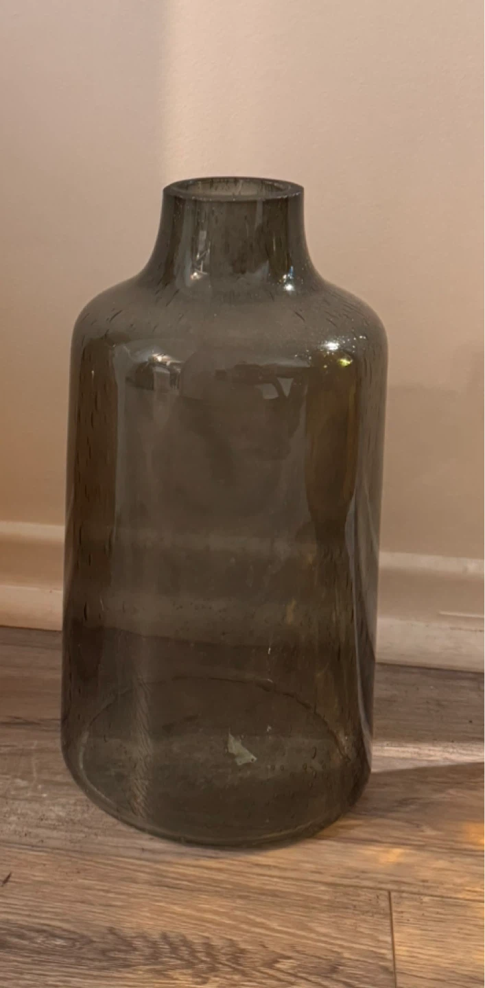 Smoke grey glass decorative vase