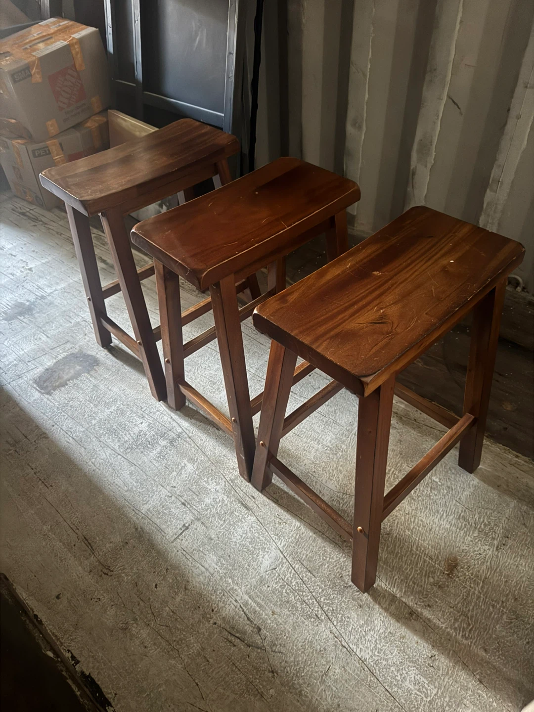 Set of 3 Wooden Bar Stools
