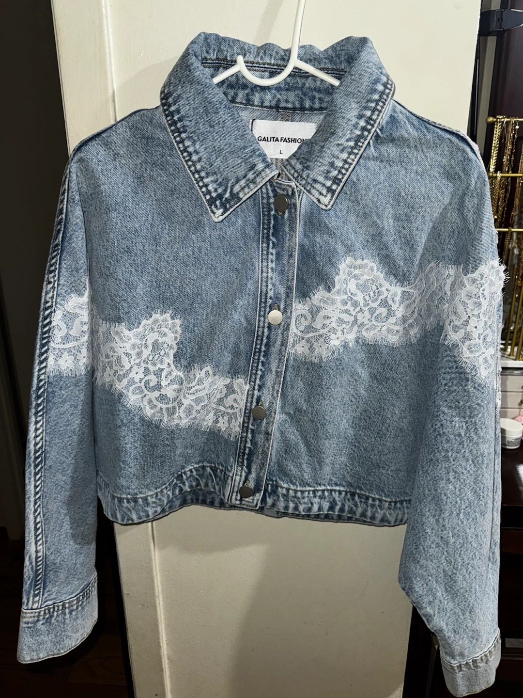 Galita Fashion Lace-Trimmed Denim Jacket - photo 2